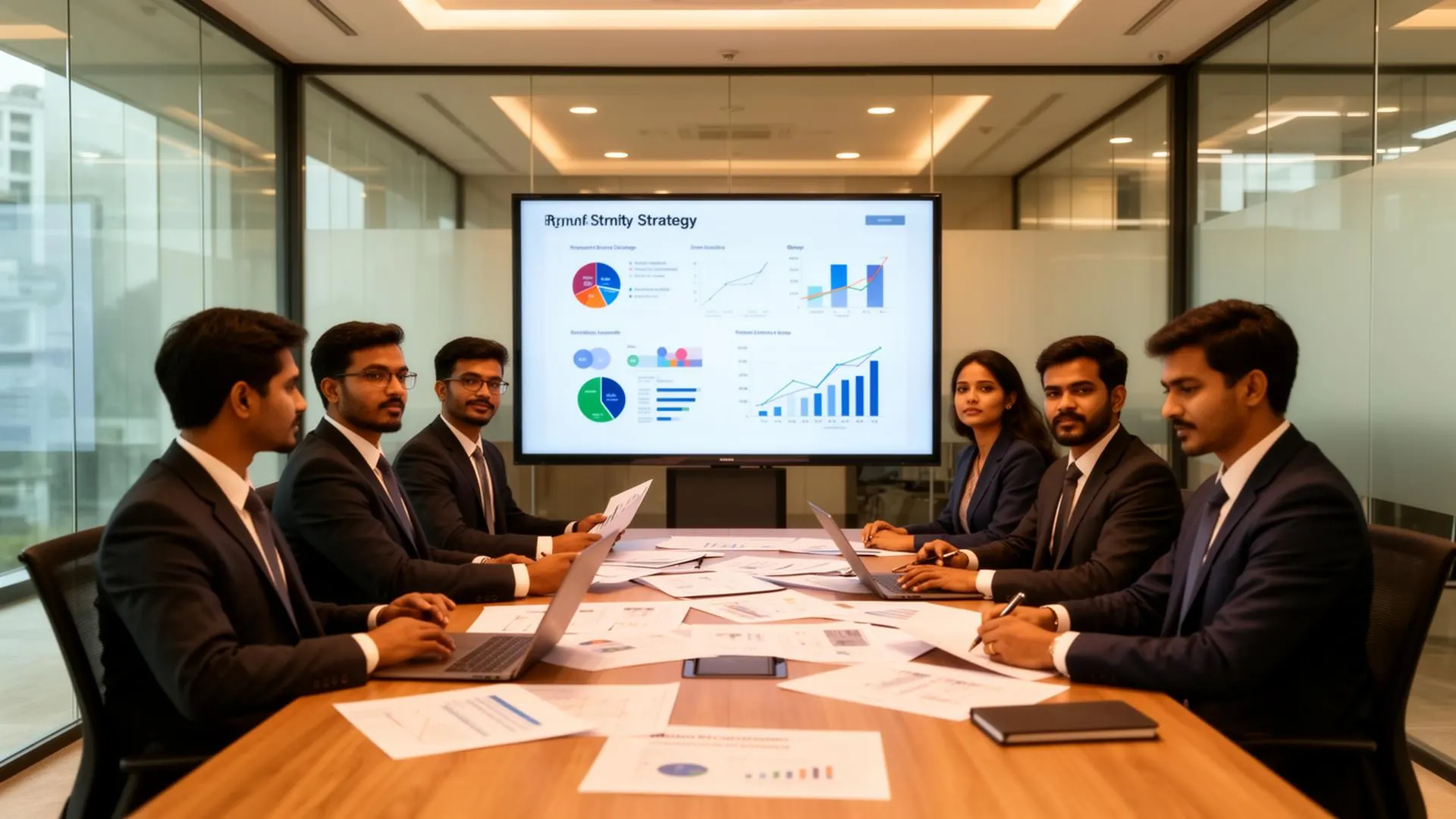 Diverse Bangladeshi corporate team discussing brand strategy and business development solutions at Connect Firm Dhaka office