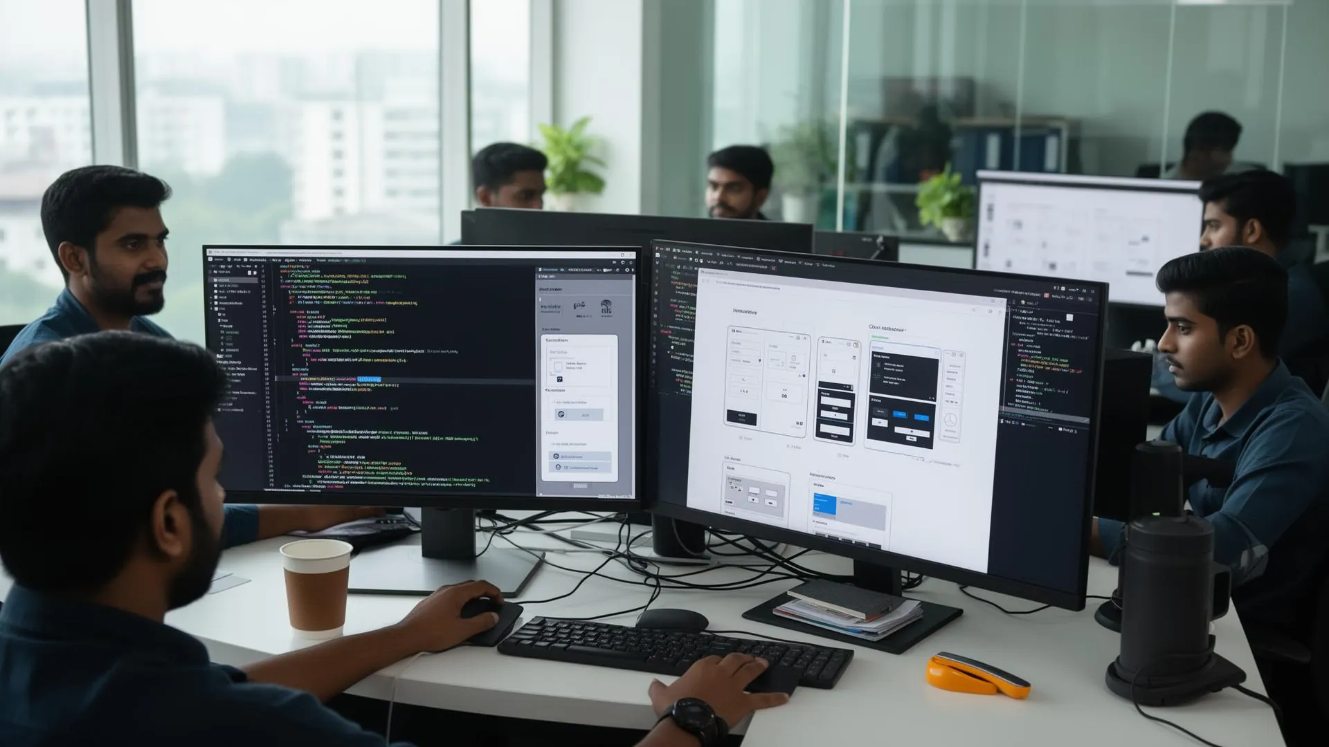 Top website design company in Bangladesh - Connect Firm developers building a custom e-commerce site in modern Dhaka office